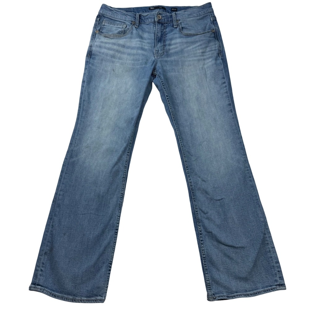 BKE Jake Straight Leg Jeans Mens 36x32 Light Wash Denim Blue Casual